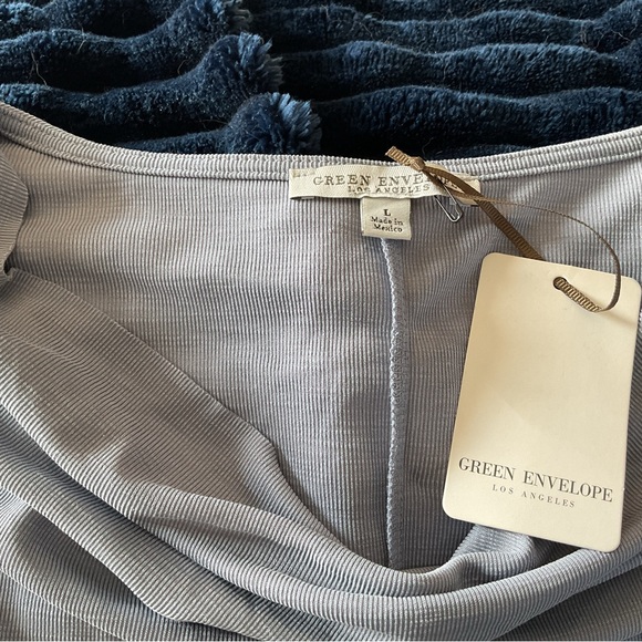 Green Envelope Soft Gray Drape Blouse - Picture 4 of 5